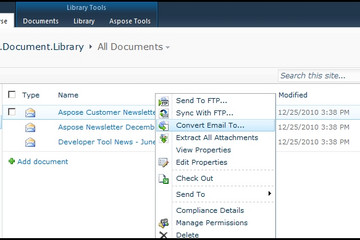 Aspose.Email for SharePoint预览：Convert an Email