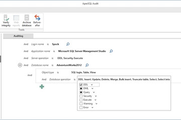 ApexSQL Audit预览：高级过滤器