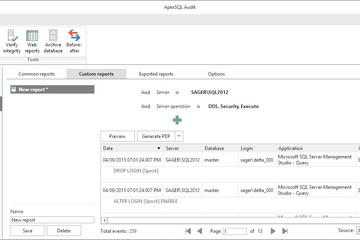 ApexSQL Audit预览：内置自定义报告