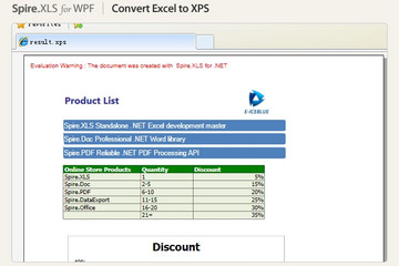 Spire.XLS for WPF 预览：Spire.XLS for WPF图集