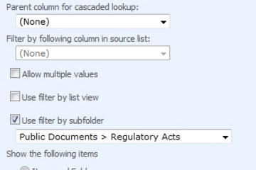 Cascaded Lookup Column預覽：Cascaded Lookup Column Settings