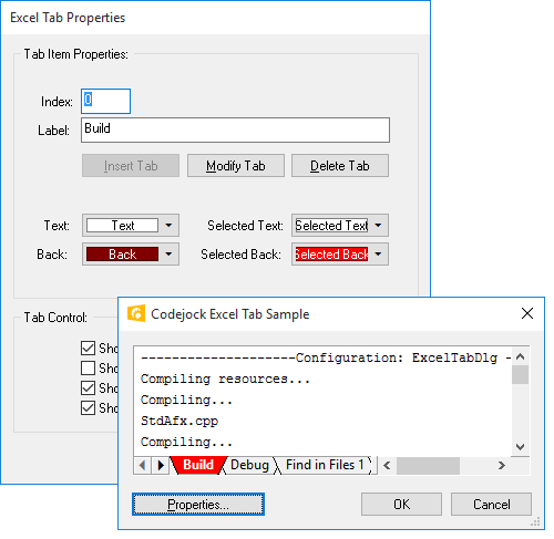 Xtreme Toolkit Pro Controls示例：Excel Tab Dialog