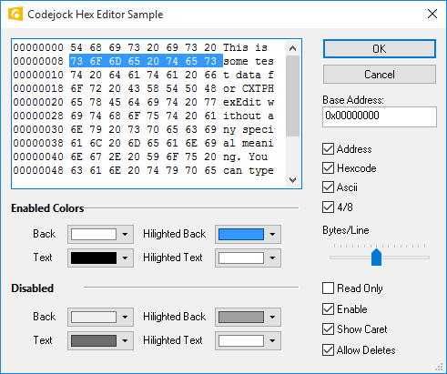 Xtreme Toolkit Pro Controls示例：Hex Edit