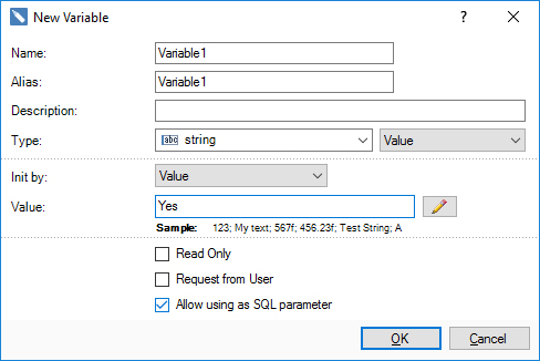 variable as_ parameter in query
