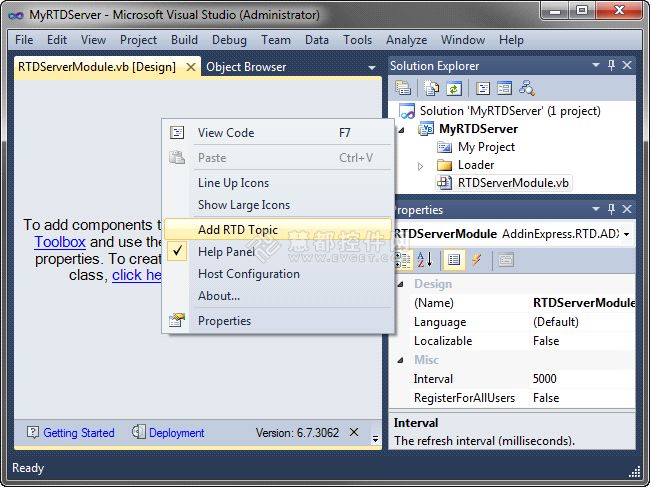 微软Office部署工具Add-in Express .Net如何创建Excel RTD服务器 