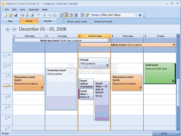 VC界面库Xtreme Toolkit Pro示例大全之Calendar