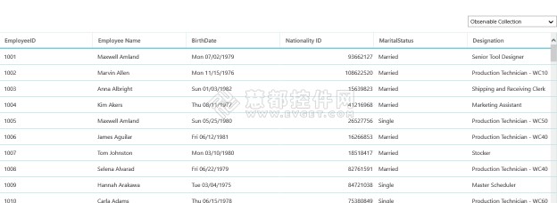 Essential Studio中新控件WinRT DataGrid测评