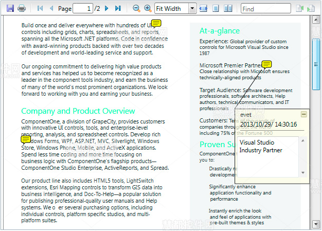 PdfViewer AcroForm,Annotation,ComponentOne,Studio for WPF and Silverlight