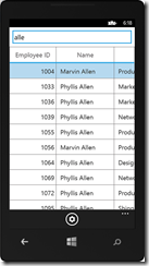筛选,DataGrid,Essential Studio for Windows Phone,Syncfusion