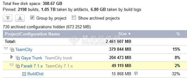 Disk Usage,服务器空间,TeamCity 8