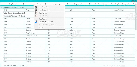 上下文菜单,Context Menus,Essential Studio for WinRT 2013v3