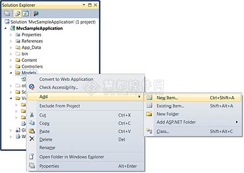 如何添加模型到Essential Studio for mobile MVC的MVC3 ASPX应用中