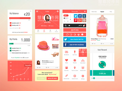 Flat Ui Kit for iOS Fashion App