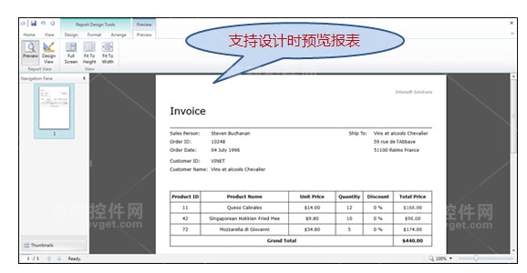 InterSoft,WebUI Studio Premier,ClientUI报表设计器,设计时预览报表
