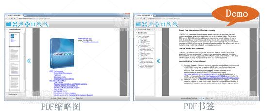 图像处理开发包LEADTOOLS示例：PDF缩略图和书签