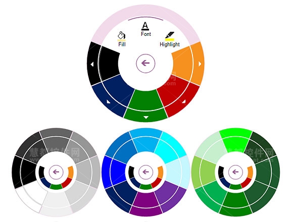 OneNote Mx,Infragistics Radial Menu,UltraRadialMenu,NetAdvantage for Windows Forms,颜色分类树