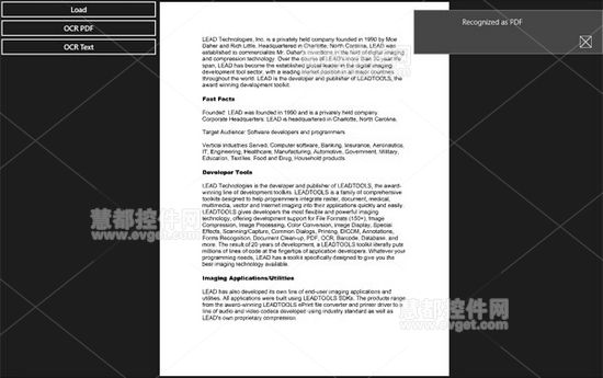 LEADTOOLS WinRT OCR 代码示例
