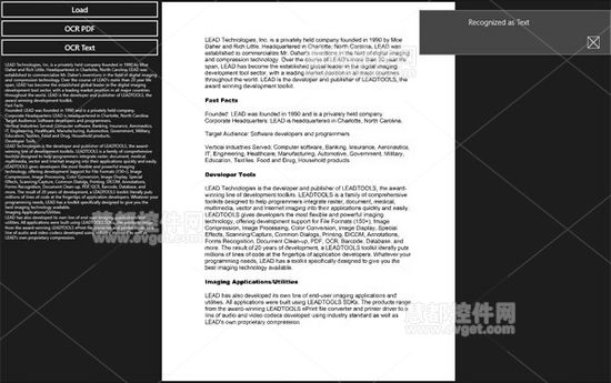 LEADTOOLS WinRT OCR 代码示例