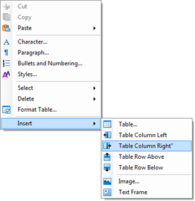 TX Text Control .NET,上下文菜单