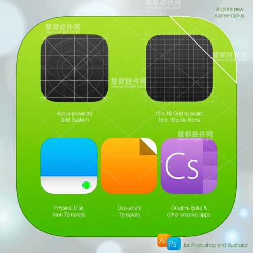 iOS 7 Icon Template PSD AI,图标模板