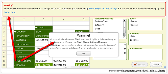 Pivot Table & Charts入门使用教程：Flash Player的全局安全设置