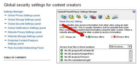 Pivot Table & Charts入门使用教程：Flash Player的全局安全设置