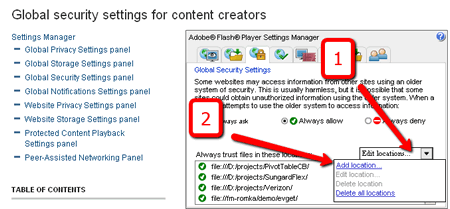 Pivot Table & Charts入门使用教程：Flash Player的全局安全设置