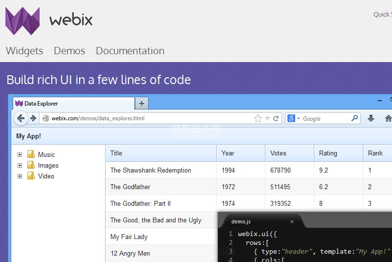 Webix WebUI开发框架 JavaScript UI组件库