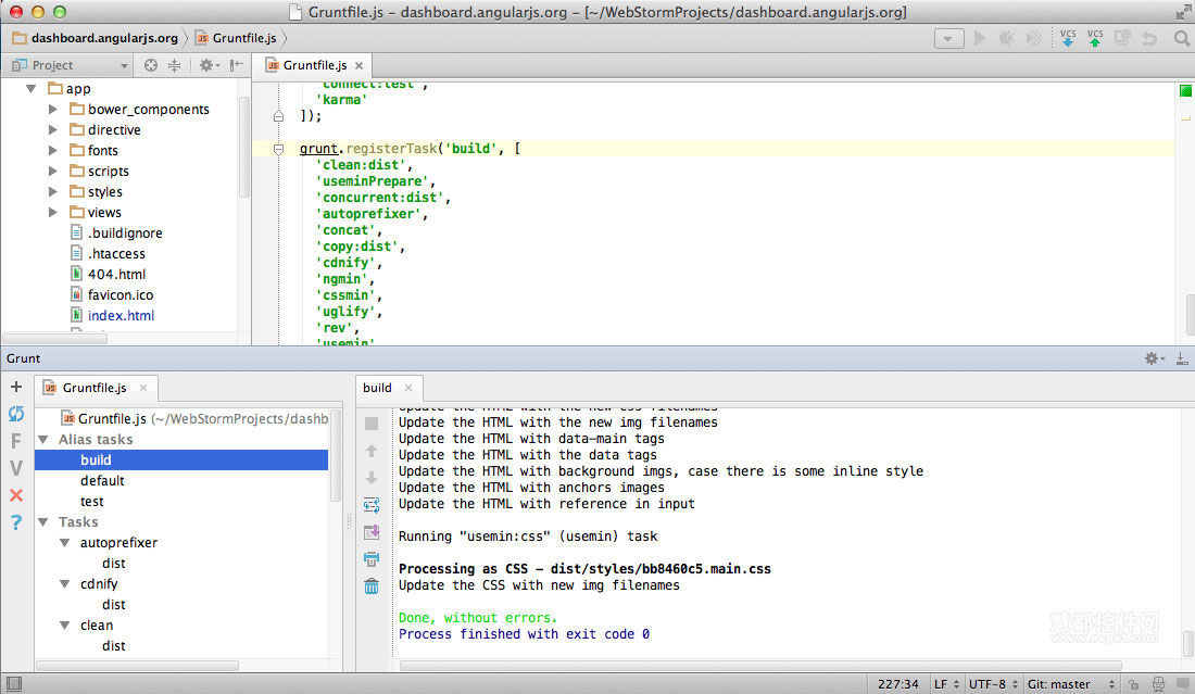 WebStorm 8 - 内置Grunt控制台