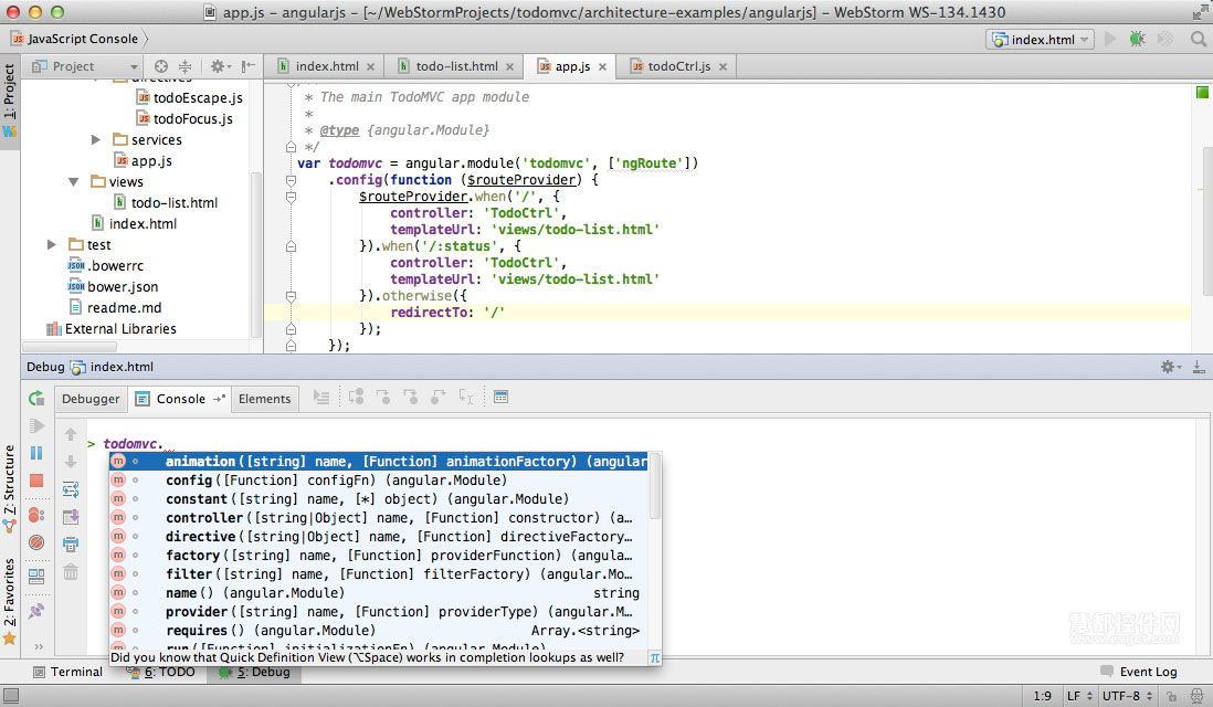 WebStorm 8 - Live控制台