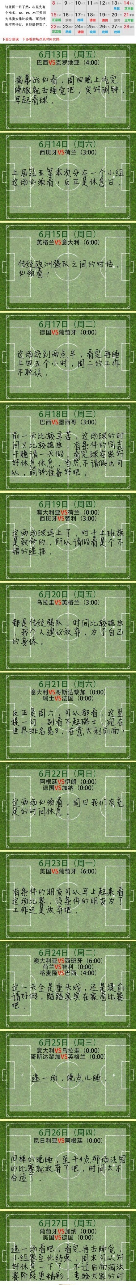 2014巴西世界杯比赛看球建议