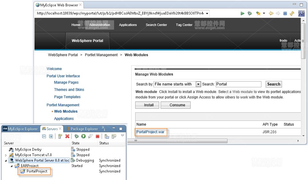 添加对MyEclipse WebSphere Portal Server支持