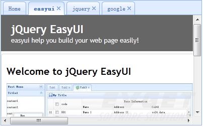 jQuery EasyUI使用教程：创建标签页