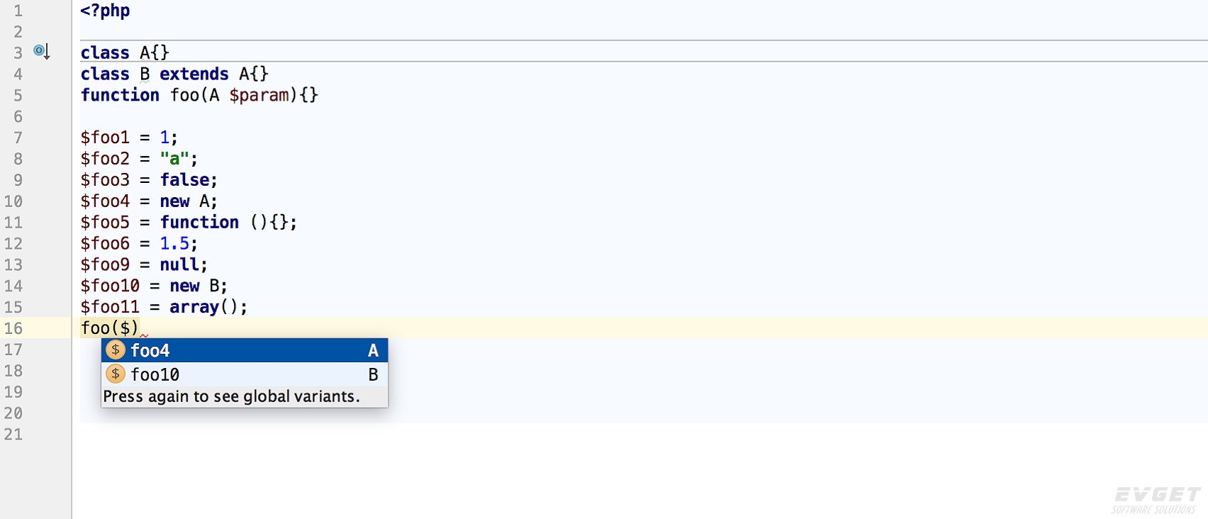 Smart Type code completion
