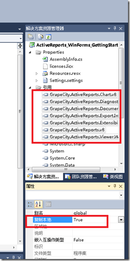 设置ActiveReports报表控件DLL复制本地属性为True