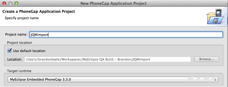 MyEclipse2016.1 Create a PhoneGap Application Project