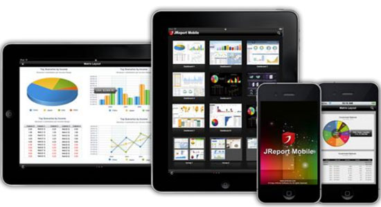 JReport Mobile,仪表盘,ipad,iPhone,移动设备上查看数据