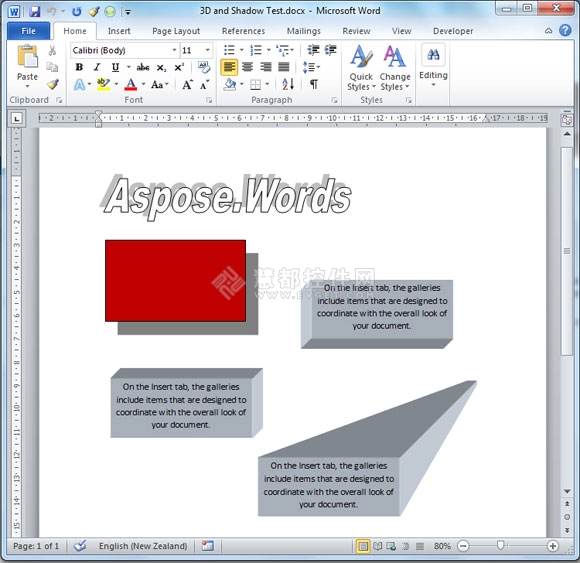 Aspose.Words,文档处理控件Aspose.Words 13.2.0发布,3D图形和阴影效果