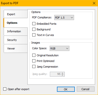 FastReport.Net PDF导出设置窗口
