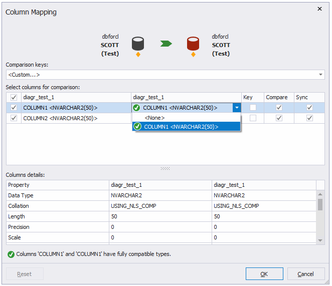 dbForge Data Compare for Oracle入门教程：设置比较键