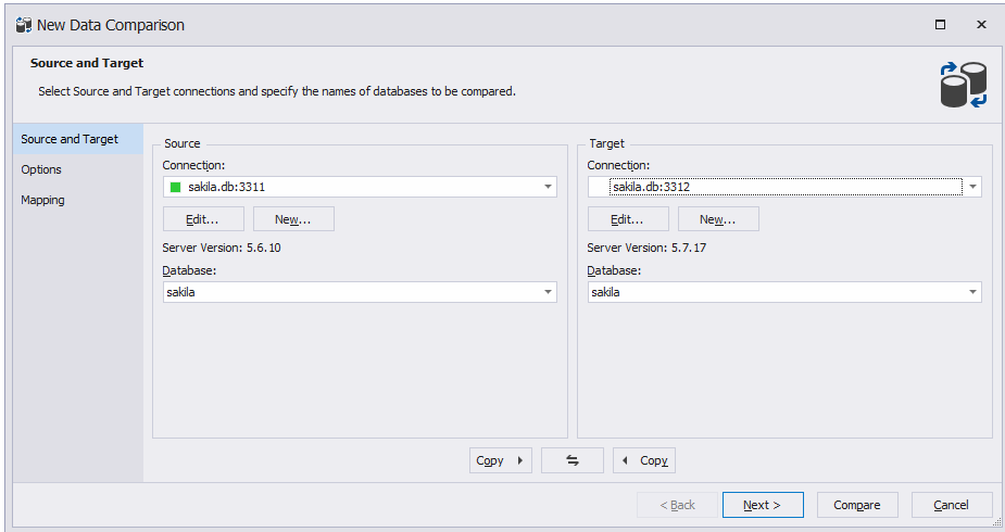 dbForge Data Compare for MySQL入门教程：设置数据比较