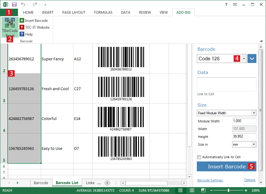 条码插件TBarCode Office系列教程四（Excel Add-In篇）