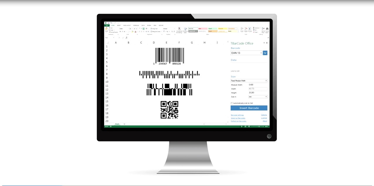 TBarCode Office的Microsoft Excel加載項(xiàng)示例