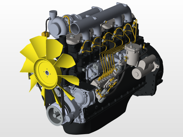 用SolidWorks设计的柴油发动机MMZ D-260 7S.750