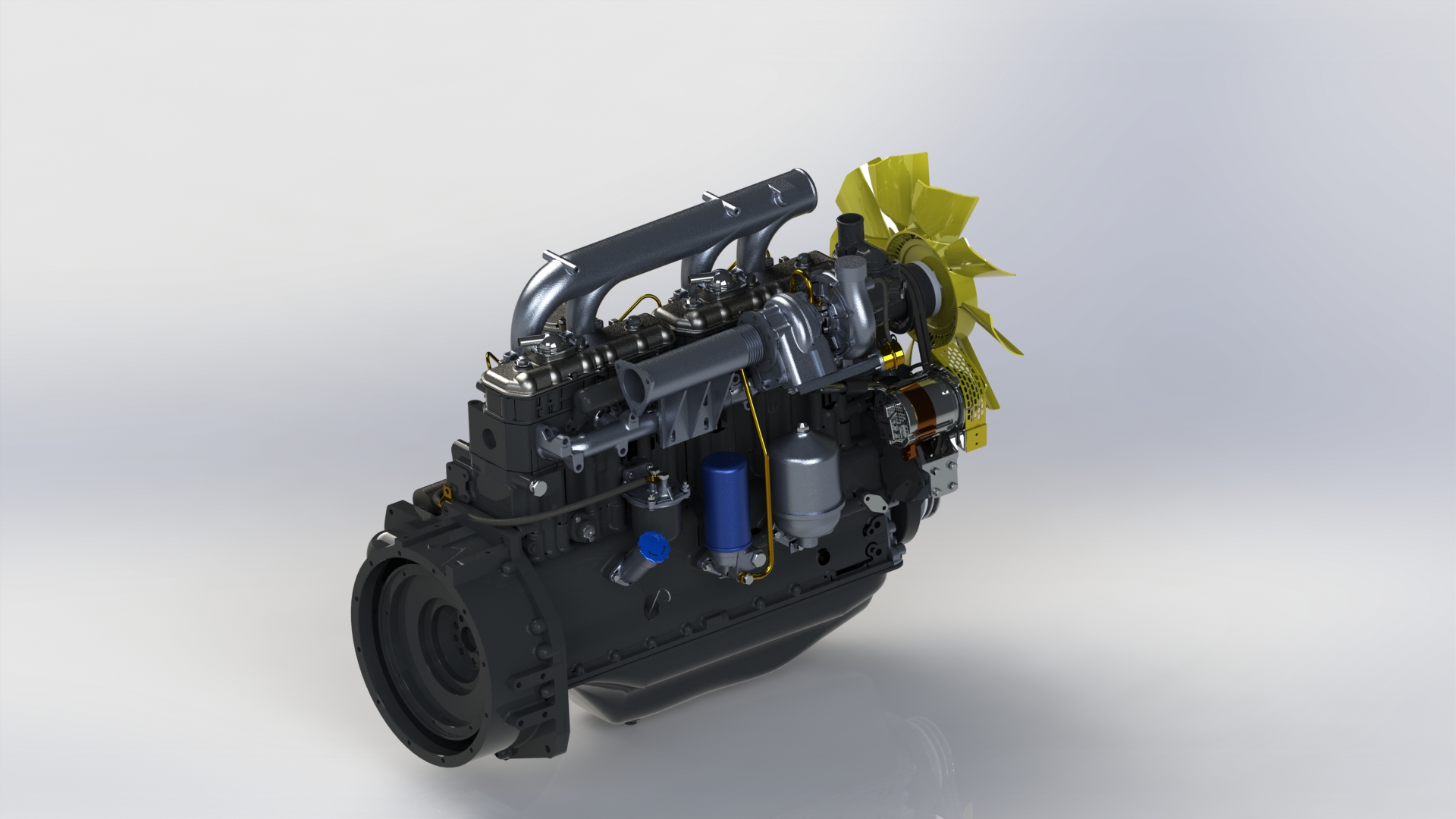 用SolidWorks设计的柴油发动机MMZ D-260 7S.750