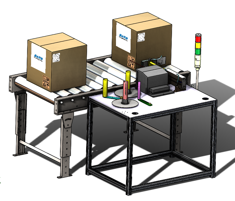 用SolidWorks設(shè)計(jì)帶輸送機(jī)的貼標(biāo)系統(tǒng)模型