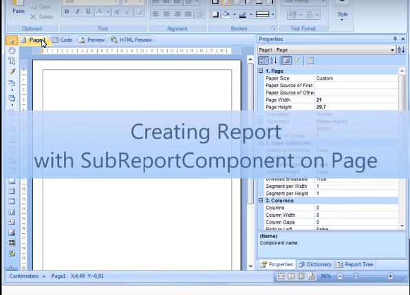 Stimulsoft视频教程：在页面上使用子报表组件创建报表