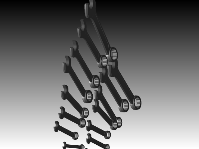 【模型】用SolidWorks设计的一套组合扳手，参数版可自行调整