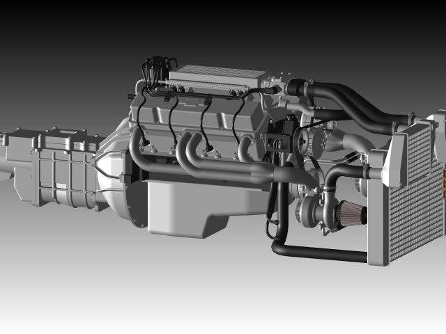 用SolidWorks设计V8 GM 350涡轮发动机模型