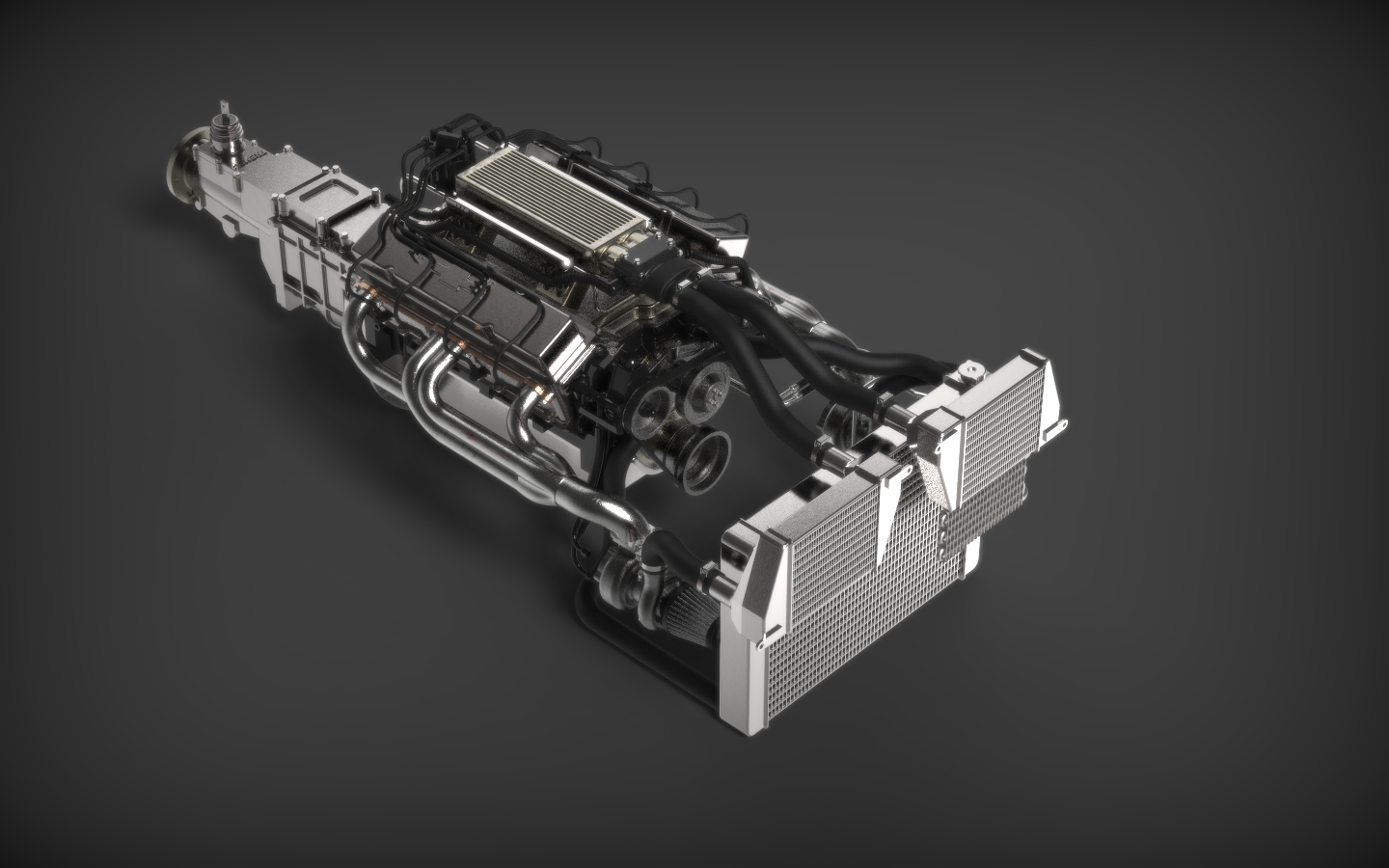 用SolidWorks设计V8 GM 350涡轮发动机模型